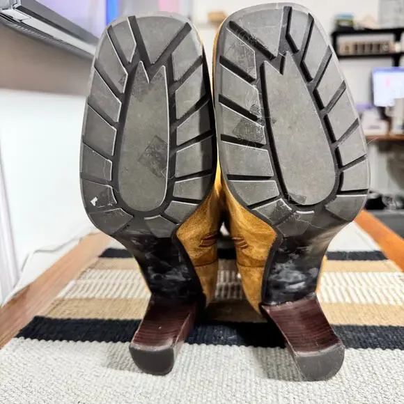 Plaginsa 90s Suede Leather Boot Women 8M Camel Brown Y2K Bratz Capsule Wardrobe - Picture 9 of 10